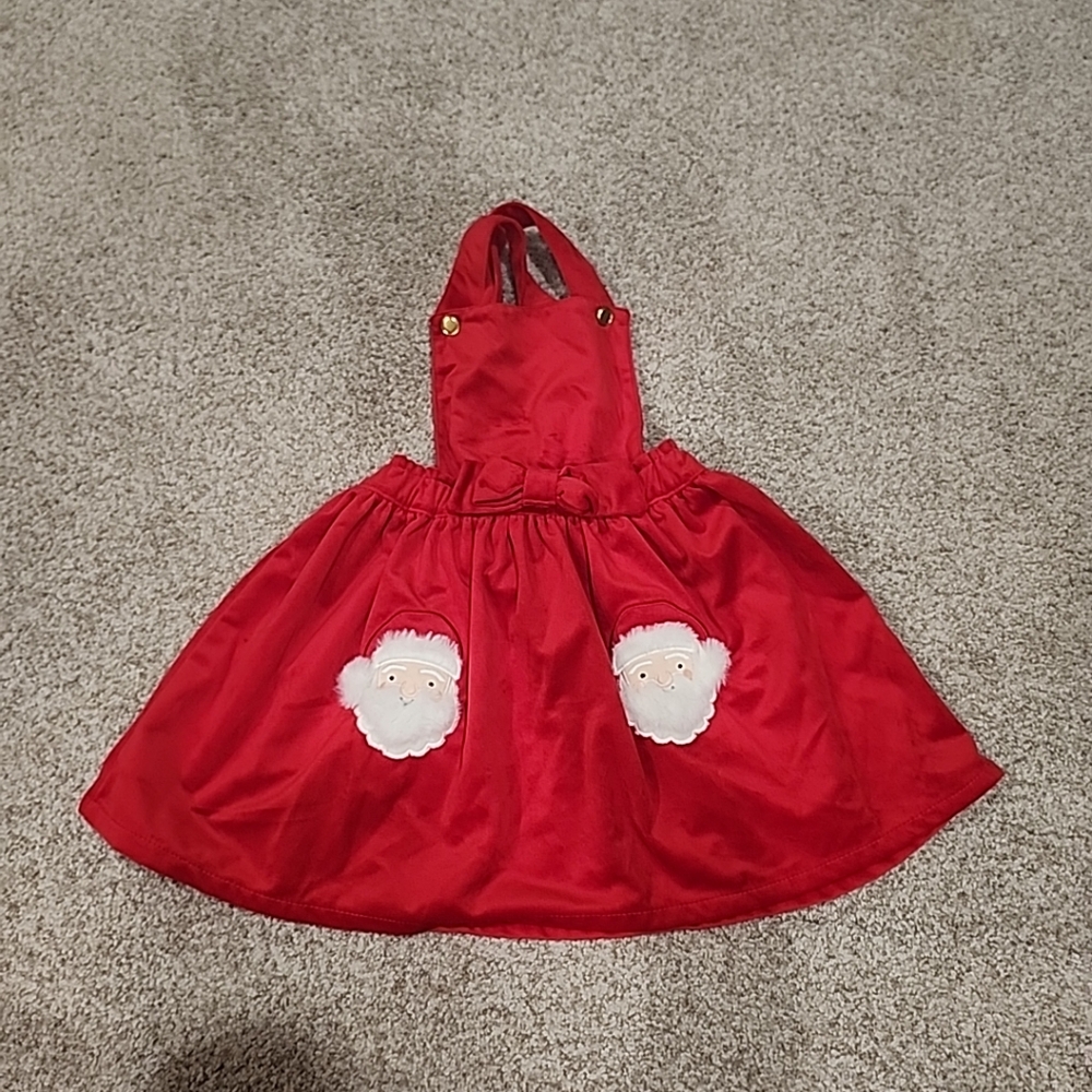 Cynthia Rowley Girls 4T Red Crisscross Santa Overall Dress